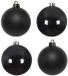 Decoris Kerstballen - 4x st - zwart - 10 cm - kunststof