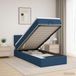 vidaXL Lit plateforme avec matelas et LED Bleu 90 x 200 cm Tissu