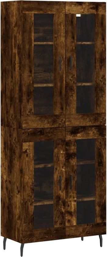 vidaXL Hoge kast bewerkt hout gerookt eikenkleurig 69,5x34x180 cm