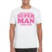 Bellatio Decorations Verkleed shirt voor heren - super man - wit - glitter roze - themafeest - Vaderdag XXL