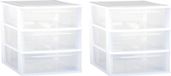 EDA 2x stuks ladenkast/bureau organizers wit stapelbaar A4 met 3x lades L36 x B26 x H28 cm