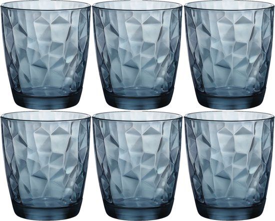 Bormioli Rocco Diamond Water Glass - Blue - 30 cl - Set of 6