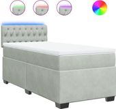 vidaXL Boxspring met matras fluweel lichtgrijs 90x200 cm