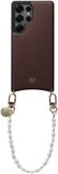 AVY Leren Hoesje Geschikt voor Samsung Galaxy S25 Ultra | Compatibel met MagSafe | Leather Case met Telefoonkoord | Polsband | Chocolate | Perla Chic