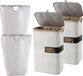 Hibisaws set de 2 paniers à linge avec couvercle - 100 L - Beige - Coton/Bambou