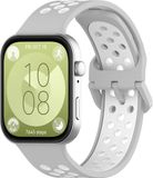 By Qubix Qubix Tweekleurige siliconen band Grijs met wit geschikt voor Huawei Watch Fit 5 / 4 / 3