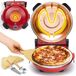NutriChef Elektrische pizzaoven, 30 cm, met thermometer en temperatuurregeling, antiaanbaksteen, tot 427 °C, voor knapperige en bevroren pizza, rood