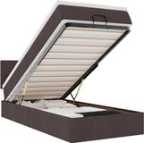 vidaXL Bed met matras 100x200 cm stof donkerbruin