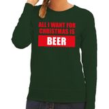 Bellatio Decorations Shoppartners Bv Foute kersttrui / sweater All I Want For Christmas Is Beer groen voor dames - S