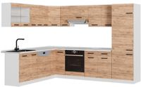 Vicco Hoekkeuken R-Line, Goudkleurig Eiken/Wit, 287 x 227 cm zonder werkblad