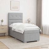 vidaXL Boxspringbed met matras, lichtgrijs, 90 x 200 cm, stof