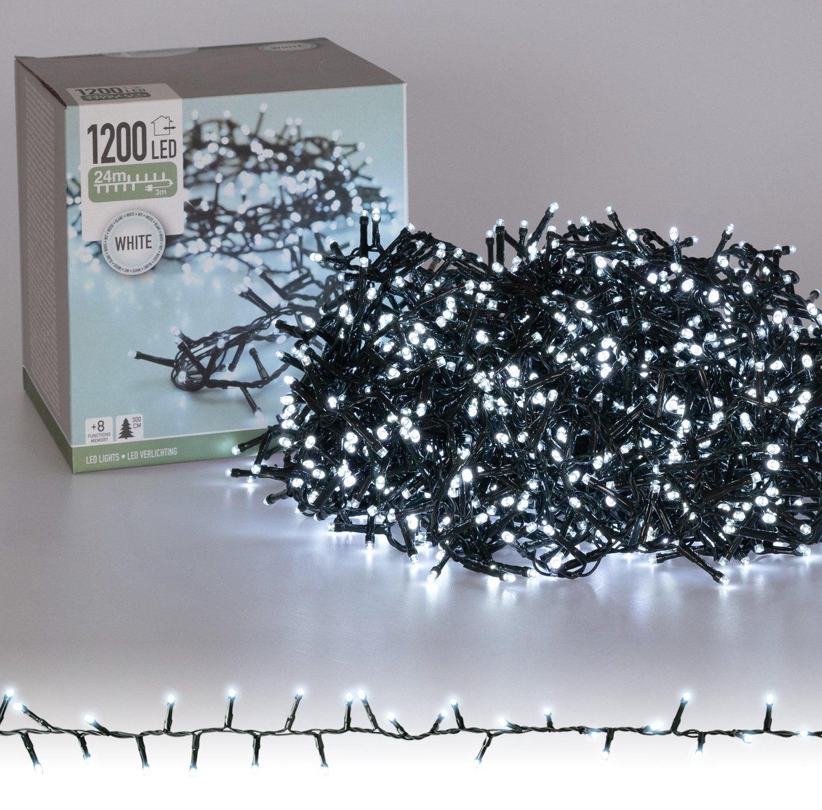 DecorativeLIghting Kerstlampjes microcluster - wit - 24 meter - 1200 LED-lampjes