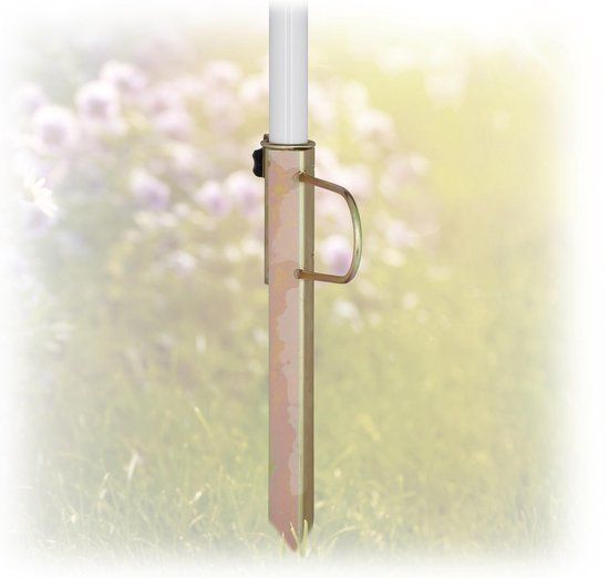 Relaxdays Parasol Grondboor - Grondpen - Verzinkt Staal - Weerbestendig - Bruin