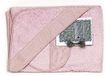 Ti TIN babybadhanddoek + capuchon + slabbetje met kruissteek, roze