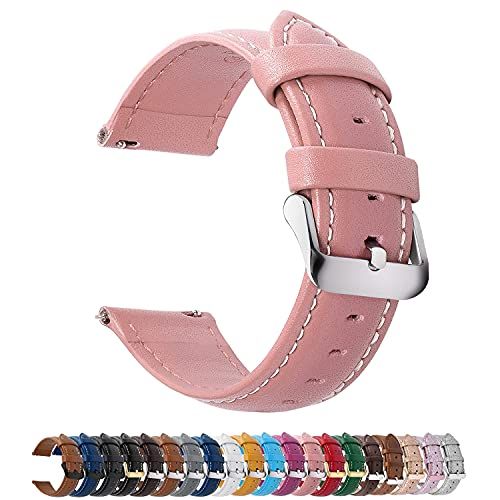 Fullmosa 22mm Axus Serie Lederen Horlogeband Roze