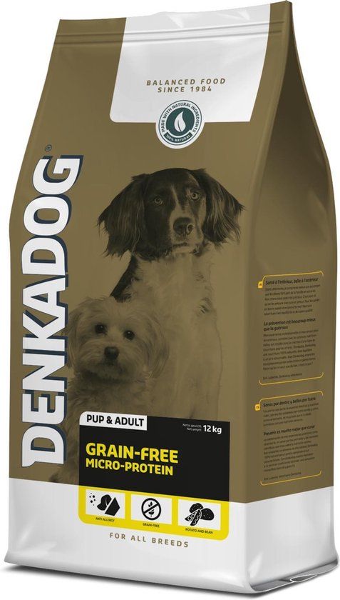 Denkadog Grain-Free Micro-Protein Vis & Tuinbonen & Zoete Aardappel - Hondenvoer - 12 kg
