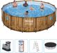 Bestway Power Steel Swim Vista Piscine - 488x122 cm - Impression bois - Rond - Avec pompe de filtration + accessoires