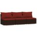 Canapé 3 places avec coussins poly rotin marron