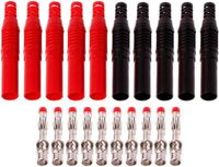 Merkloos / Sans marque Wan GmbH Geïsoleerde Banaanstekkers - Veiligheidsstekkers Meetkabels - Elektrische Metingen - Rechte Draad Soldeer - 4 mm - Rood Zwart