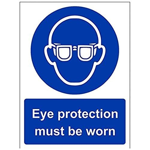 VSafety Oogbescherming Moet worden gedragen PE-bord - Portret - 150 mm x 200 mm - Zelfklevend vinyl