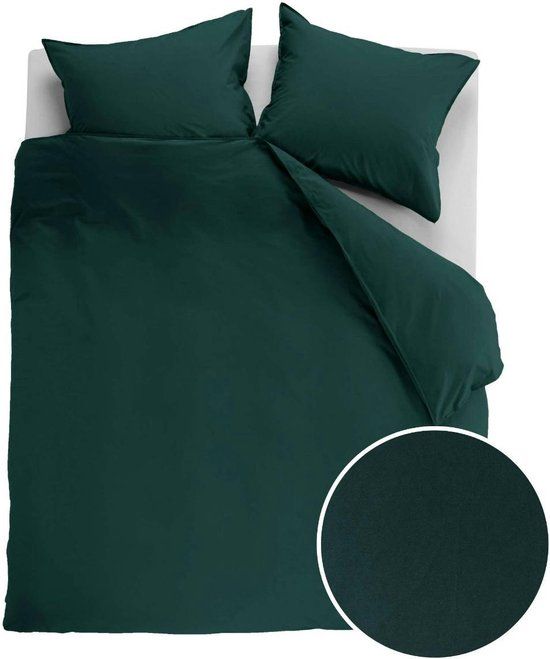 Ambiante Cotton Uni dekbedovertrek - Tweepersoons - 200x200/220 - Donker Groen
