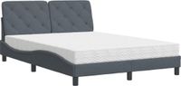 vidaXL Bed met matras fluweel donkergrijs 140x190 cm