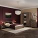 Parisot Chambre d'adulte 140x190 – Lit, 2 tables de chevet, commode 3 tiroirs, armoire 3 portes miroir – Finition orme torréfié noir