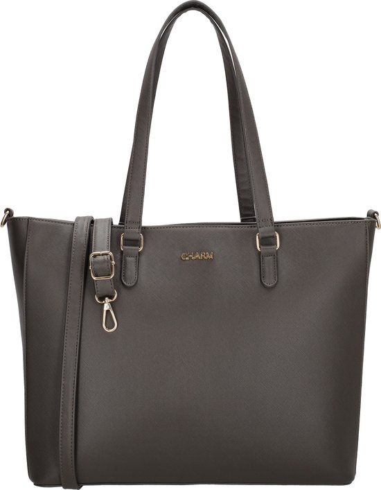 Charm London Birmingham Hand & Schoudertas Shopper 15,6 inch Laptopvak - Olifant grijs
