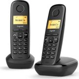 Gigaset A270 Duo, draadloze telefoon, met nummerherkenning, telefoonboek voor 80 namen, handsfree functie, monochroom LCD-scherm, zwart