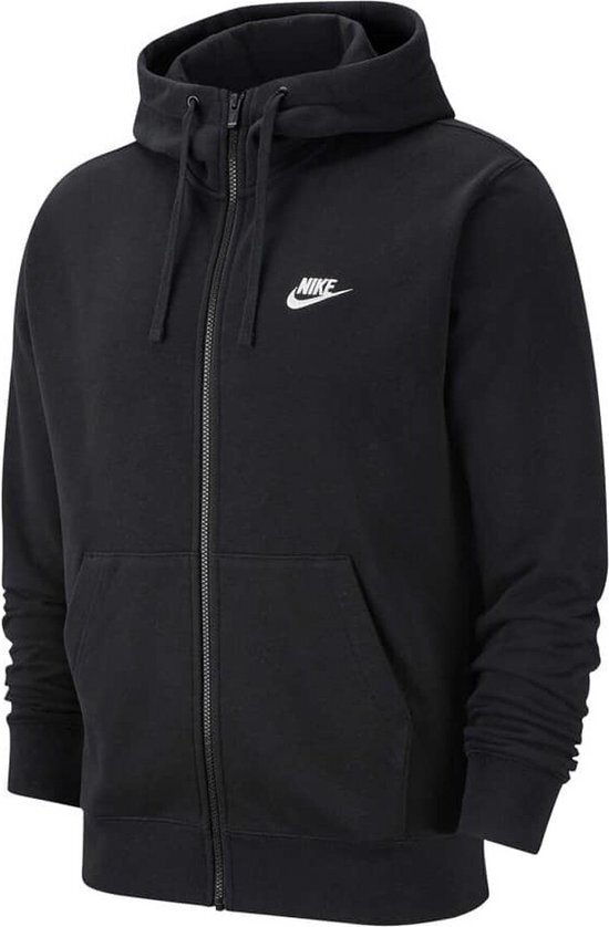 Nike Nsw Club Hoodie Fz Bb Heren Sportvest - Black/Black/(White) - Maat L