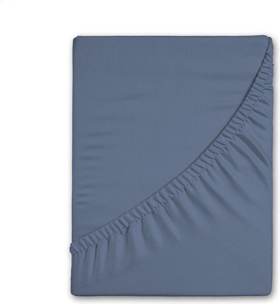 Good Morning hoeslaken effen kleur - Lits jumeaux 180x220 cm - Blauw - 100% Katoen flanel