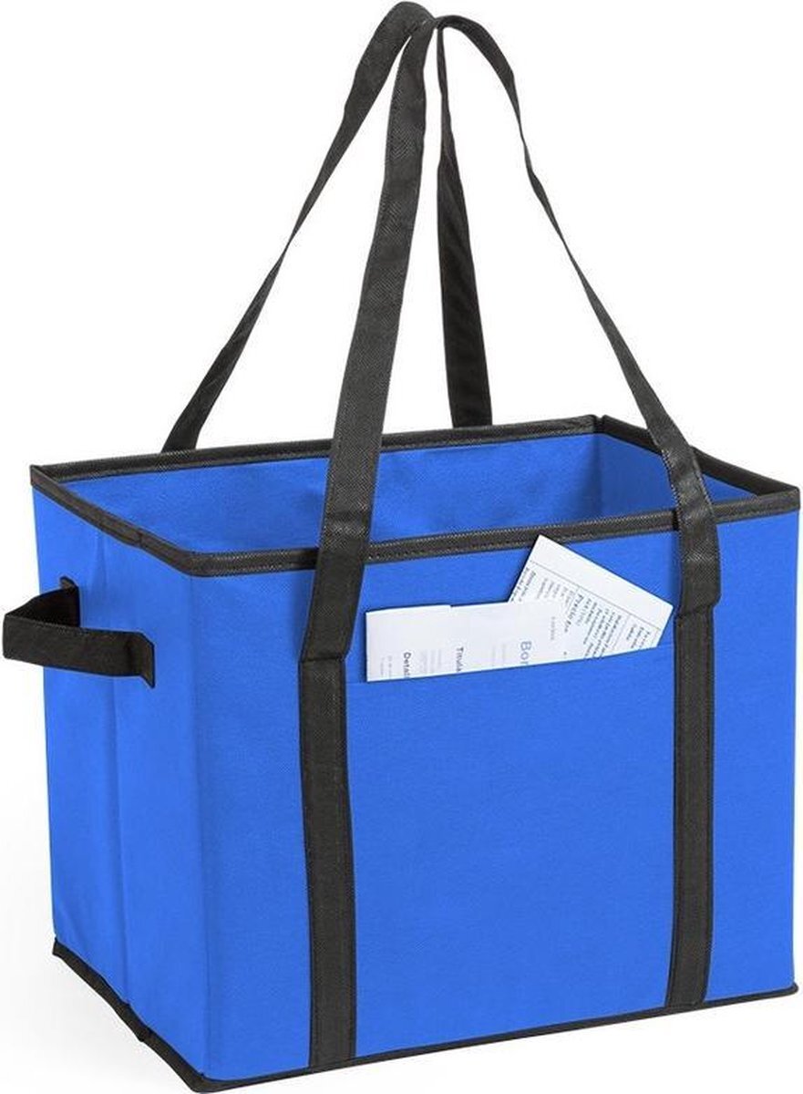 Kimood Auto kofferbak/kasten organizer tas blauw vouwbaar 34 x 28 x 25 cm - Vouwbaar - Auto opberg accessoires