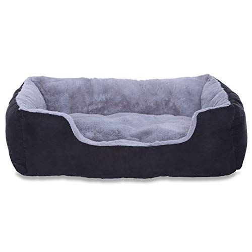 Dibea Hondenbed hondenmand met omkeerbaar kussen (M) 60 x 48 cm grijs/zwart