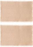Secret de Gourmet placemats Kenya - 8x - beige - 45 x 30 cm - katoen - met franjes