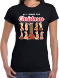 Bellatio Decorations Foute Kersttrui/T-shirt Dames - All I Want For Christmas - Zwart XL