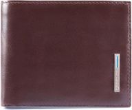 PIQUADRO Leren Portemonnee Blue Square Wallet with Coin Case Mogano Bruine Blauw
