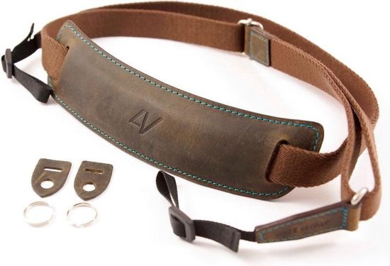 4VDesign 4V Design Lusso Large Neck Strap Washed Tuscany Leather Green/Cyan