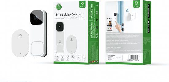 WOOX R4331 Slimme Video Deurbel + Bel - Full HD - Wit