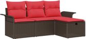 vidaXL Tuinbank Set 4 stuks Polyrotan Bruin