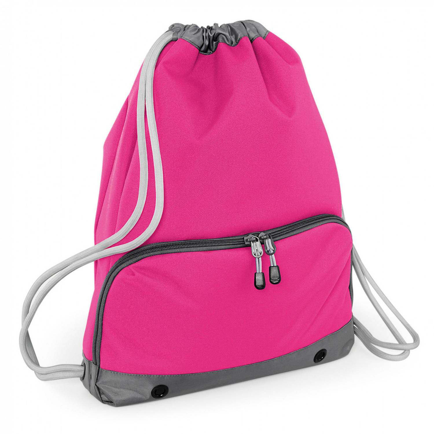 - sport gymtas fuchsia roze met rijgkoord 49 x 35 cm van polyester - gymtasje - zwemtasje