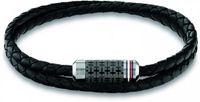 Tommy Hilfiger TJ2790327 Heren Armband Leer Zwart 19 cm