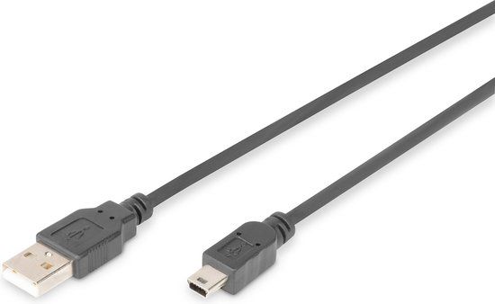 Digitus ASSMANN Electronic 1.8m USB 2.0 A Male naar USB 2.0 Mini Male Zwart