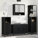 Maison Exclusive - Ensemble d'accessoires de salle de bain, 3 pièces, noir avec aspect chêne