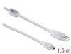 Delock Cable USB 2.0 Type-A male > USB 2.0 Mini-B male 1.5 m transparent