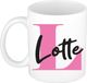 Bellatio Decorations Naam mok Lotte - roze - wit - keramiek - 300 ml - cadeau beker