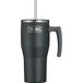 Thermos REFRESHING SERIES Isolerende drinkbeker, 0,85 l, mat zwart, met rietje en handvat voor onderweg, werk of thuis, smaakneutraal, dubbelwandig roestvrij staal