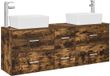 vidaXL Ensemble de meubles de salle de bain 3 pièces Chêne fumé 136 x 35 x 80 cm
