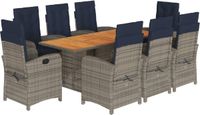 vidaXL 9-delige Tuinset met kussens, beige, van polyrotan