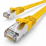 1aTTack.de 1m - geel - 1 stuk CAT.7 Gigabit Ethernet LAN platte lintkabel (RJ45) netwerkkabel onbewerkte kabel (10 Gbit/s) installatiekabel plat slank compatibel met Cat.5 - Cat.5e - Cat.6