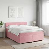 vidaXL Boxspringbed met matras Roze 140 x 190 cm Fluweel